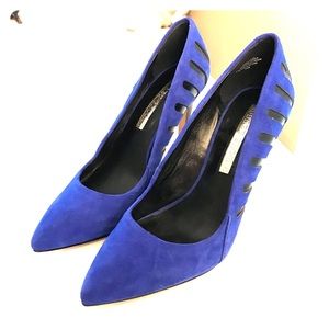 Audrey Brooke electric blue suede heels